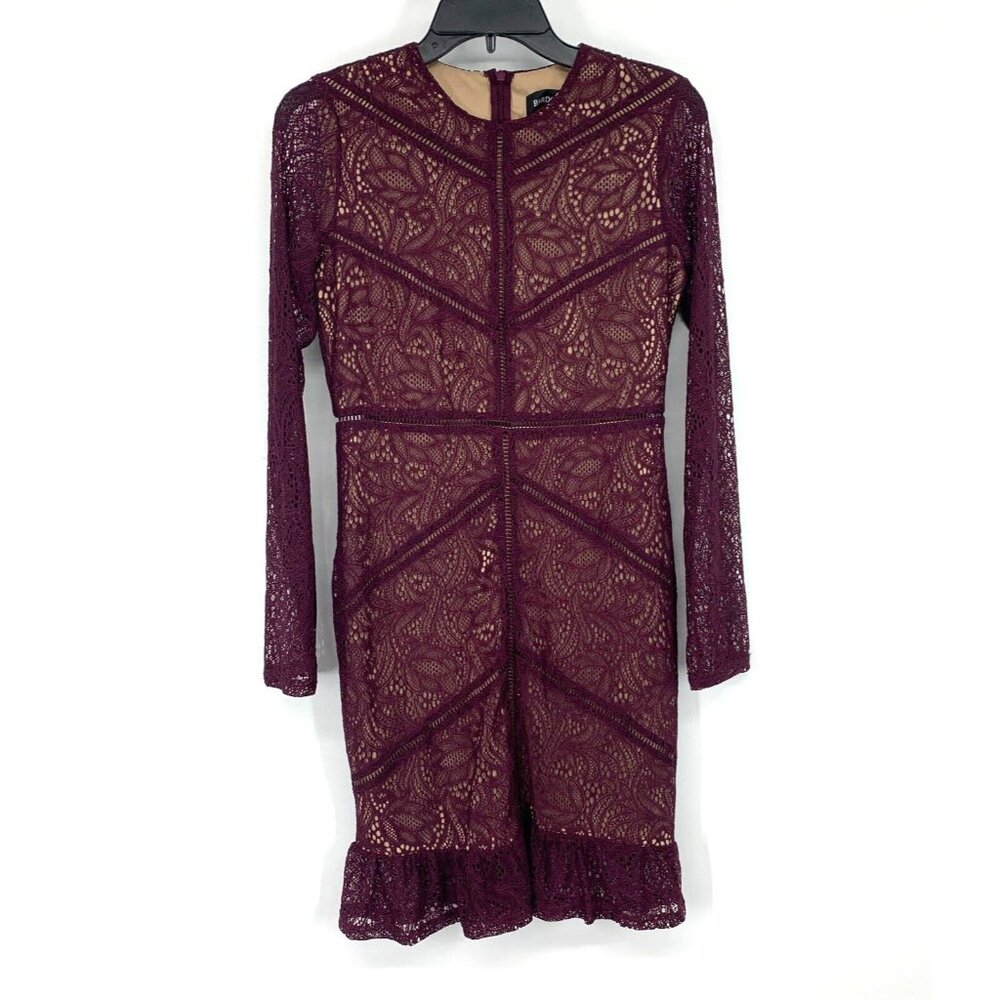 Bardot Dress Sasha Ruffle Lace Burgundy Long Sleeve Revolve - Picture 3 of 14